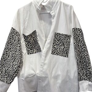 Leopard Print Accent White Jacket